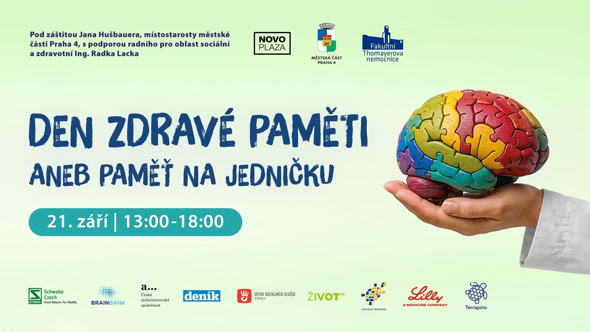 PEČUJTE O SVŮJ MOZEK. PŘIJĎTE NA DEN ZDRAVÉ PAMĚTI DO OC NOVO PLAZA!