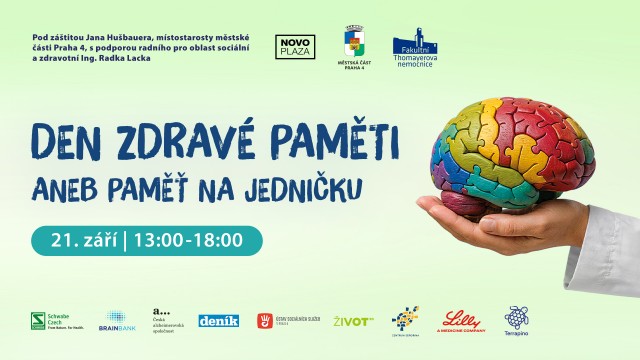 PEČUJTE O SVŮJ MOZEK. PŘIJĎTE NA DEN ZDRAVÉ PAMĚTI DO OC NOVO PLAZA!